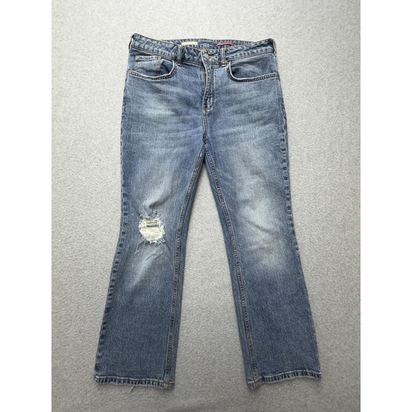 Pilcro Denim - Pilcro Jeans Womens 30 Blue Med Wash Mid Rise Straight Distressed Denim‎